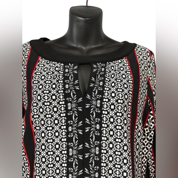 Joseph Ribkoff, Graphic Black, White & Red Dress β Size 12 - Picture 5 of 10